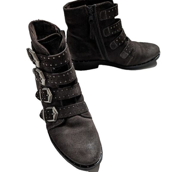 Miz Mooz Edgy Shoe Ankle Boots Buckle Brown Size 38 - Picture 3 of 7